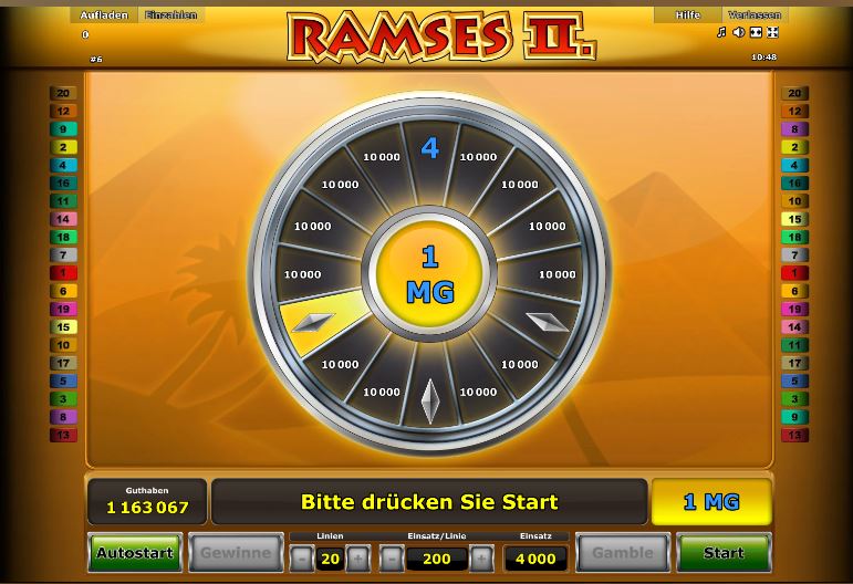 Sonderspiele beim Automaten Ramses II