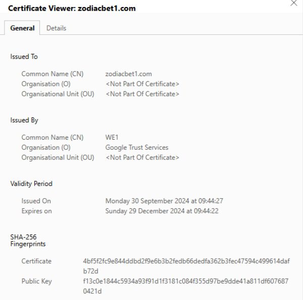 Zodiacbet SSL-Verschlüsselung