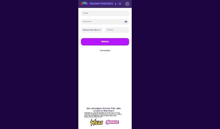 Wheelz Registrierung