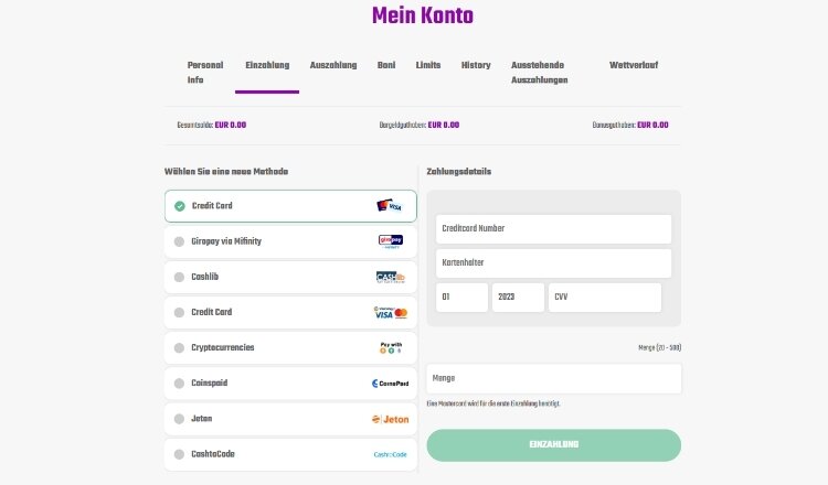 GoSlot Einzahlung