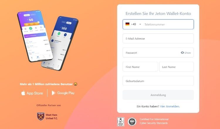 Jeton Registrierung