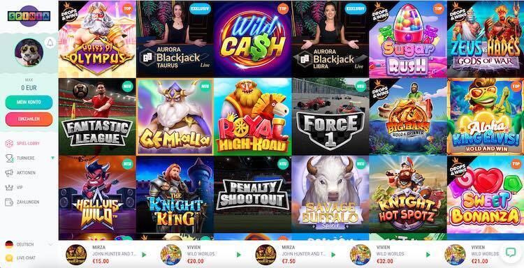 Spinia Casino-Spiele
