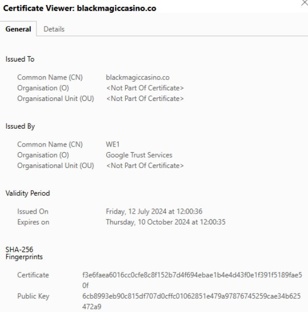 Black Magic Casino SSL-Verschlüsselung