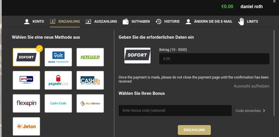Woopwin Casino einzahlen