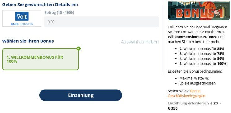 Locowin Casino Bonus aktivieren