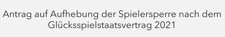 Antrag zur Aufhebung der Spielersperre