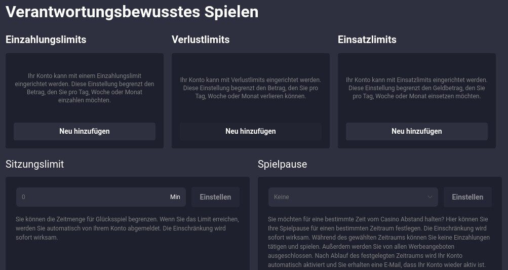 Winning.io Limits und Sperre