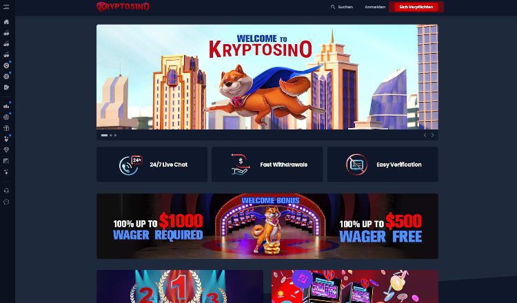 Kryptosino Webseite