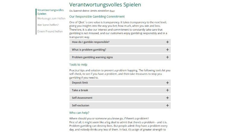 Verantwortungsvolles Spielen bei Qbet
