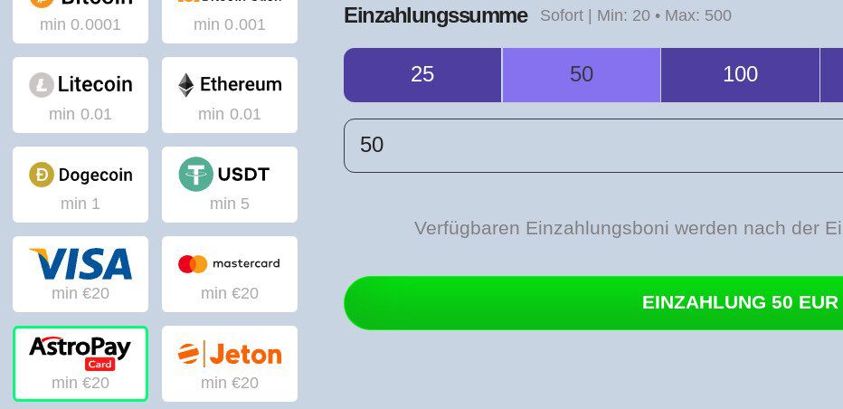 Einzahlung im Casino mit Astropay