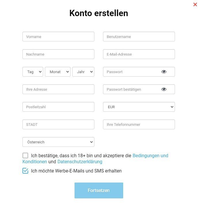 Evolve Casino registrieren