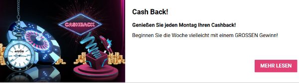 Evolve Casino Cashback