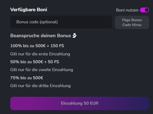 Scream Casino Bonus aktivieren