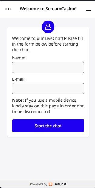 Scream Casino Live Chat