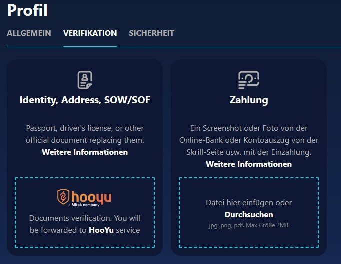 Slotwolf Casino Dokumente hochladen