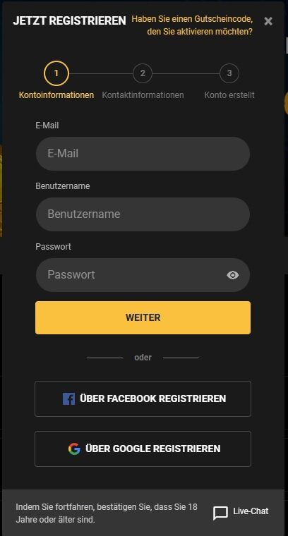 Olympusbet Registrierung