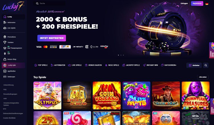 Lucky7 Casino Webseite