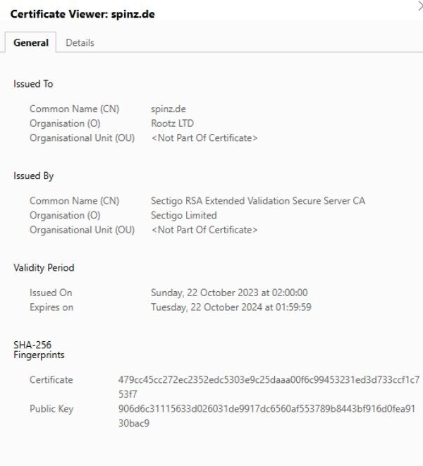 Spinz SSL-Verschlüsselung