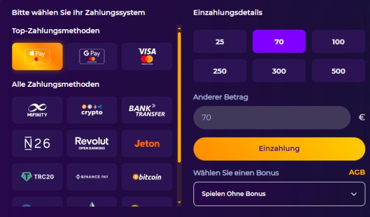 Zahlungsmethoden bei Iwild Casino