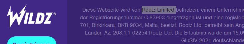 Rootz Limited Wildz Lizenzinfo