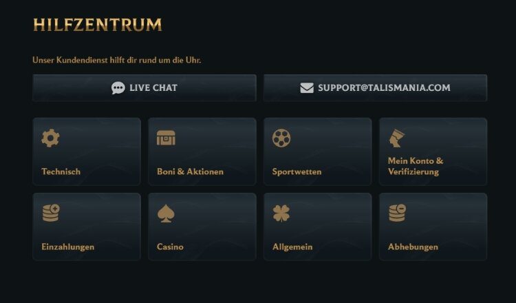 Talismania Casino Kundendienst