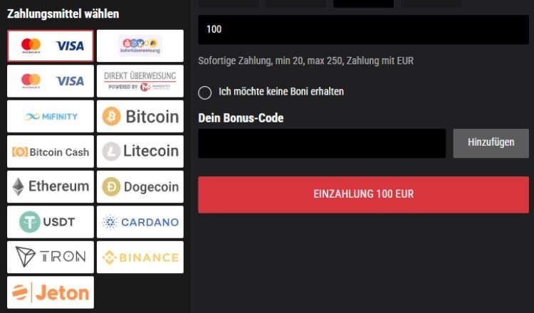 Cobra Casino Zahlungsmethoden