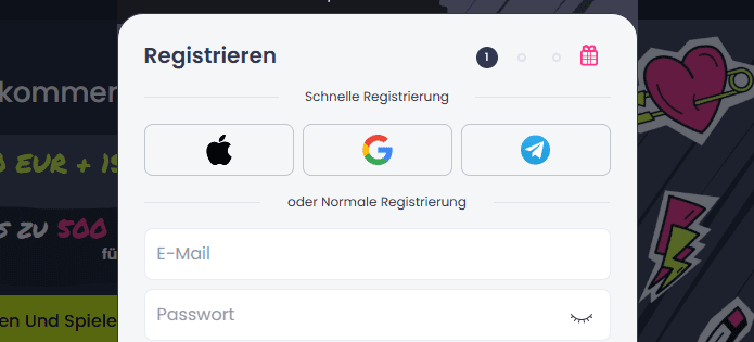 Starzino Registrierung