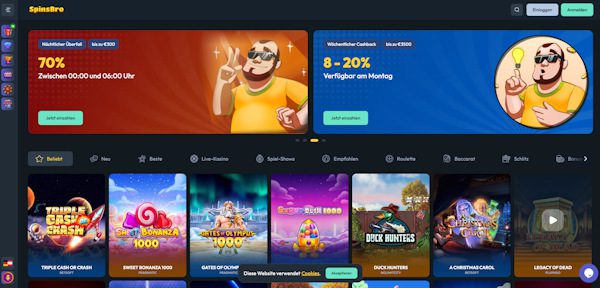 SpinsBro Casino Startseite