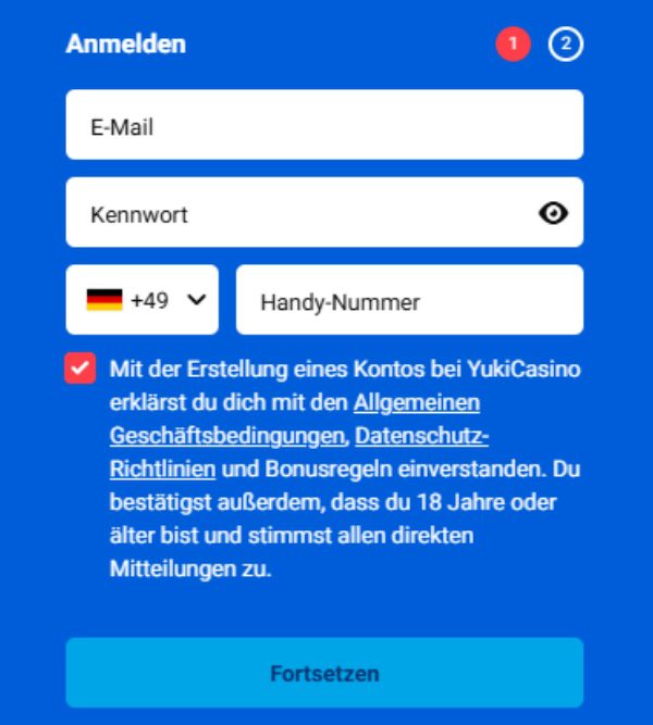 Yuki Casino Registrierung