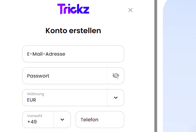 Trickz Casino Registrierung