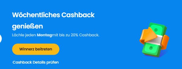 Winnerz Casino Cashback | Bis zu 20% pro Woche