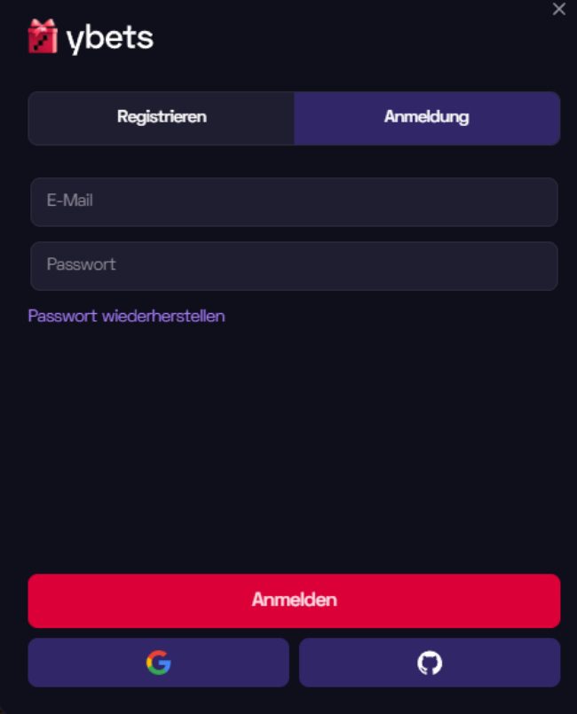 Anmeldung bei Ybets