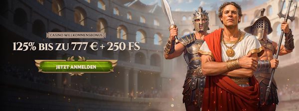 125% bis 777€ + 250 Freispiele bei Lanista Casino