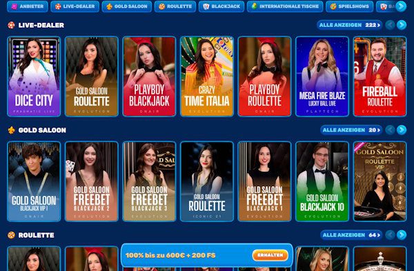 Spinfin Live Dealer Spiele