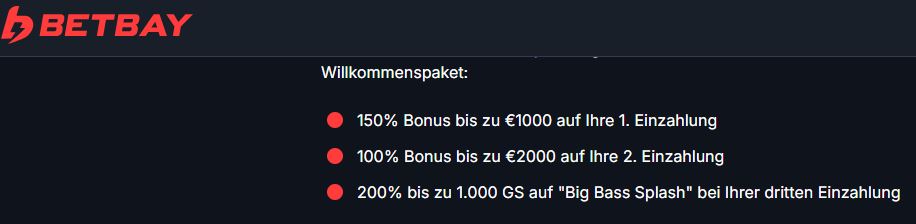 Betbay Casino Willkommensbonus