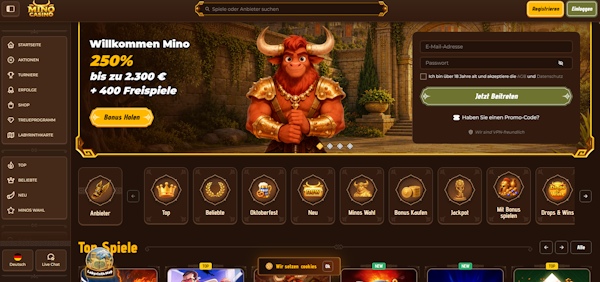 Mino Casino Startseite