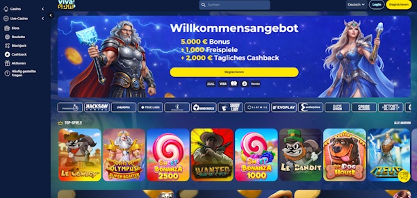 VivaSpin Casino Startseite