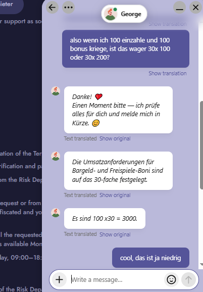 Winoly Kundendienst Live Chat